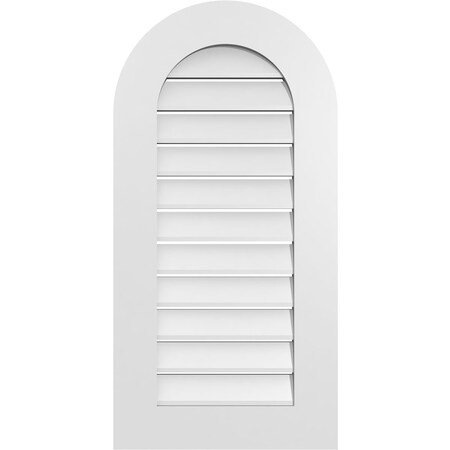 Ekena Millwork Round Top Surface Mount PVC Gable Vent: Functional, w/ 3-1/2"W x 1"P Standard Frame, 18"W x 36"H GVPRT18X3601SF